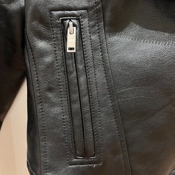 Abercrombie & Fitch Women's Vegan Leather Moto Jacket in Black, XXS - Picture 8 of 11